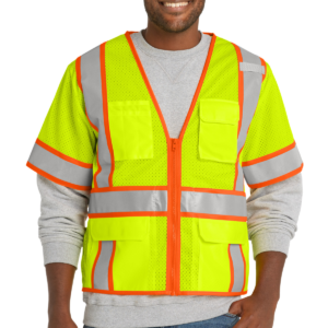 CornerStone ® ANSI 107 Class 3 Surveyor Mesh Zippered Two-Tone Short Sleeve Vest.