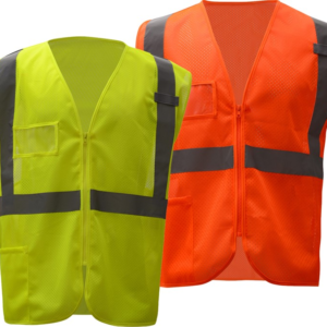 Standard Class 2 Mesh Zipper Safety Vest W/ ID Pocket