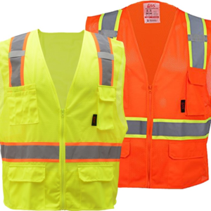 Premium Class 2 Multi-Purpose Two Tone Mesh Zipper Vest w/ 6 Pockets