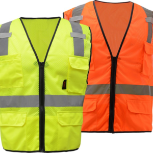 Premium Class 2 Multi-Purpose Mesh Zipper Vest w/ 6 Pockets