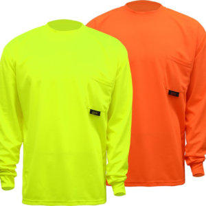 Moisture Wicking Long Sleeve Safety T-Shirt with Chest Pocket