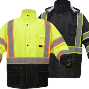 Class 3 Premium Two Tone Hooded Rain Coat Black Bottom