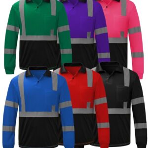GSS Color Non ANSI Long Sleeve Safety Polo with Black Bottom